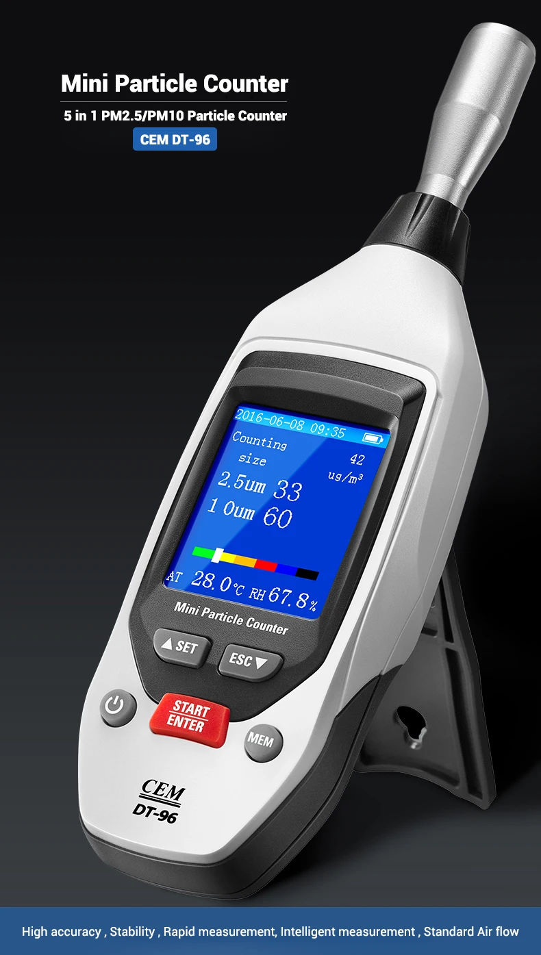 
CEM DT-96 PM2.5, PM10um Handdled Professional Air laser particle counter for clean room gas particles 