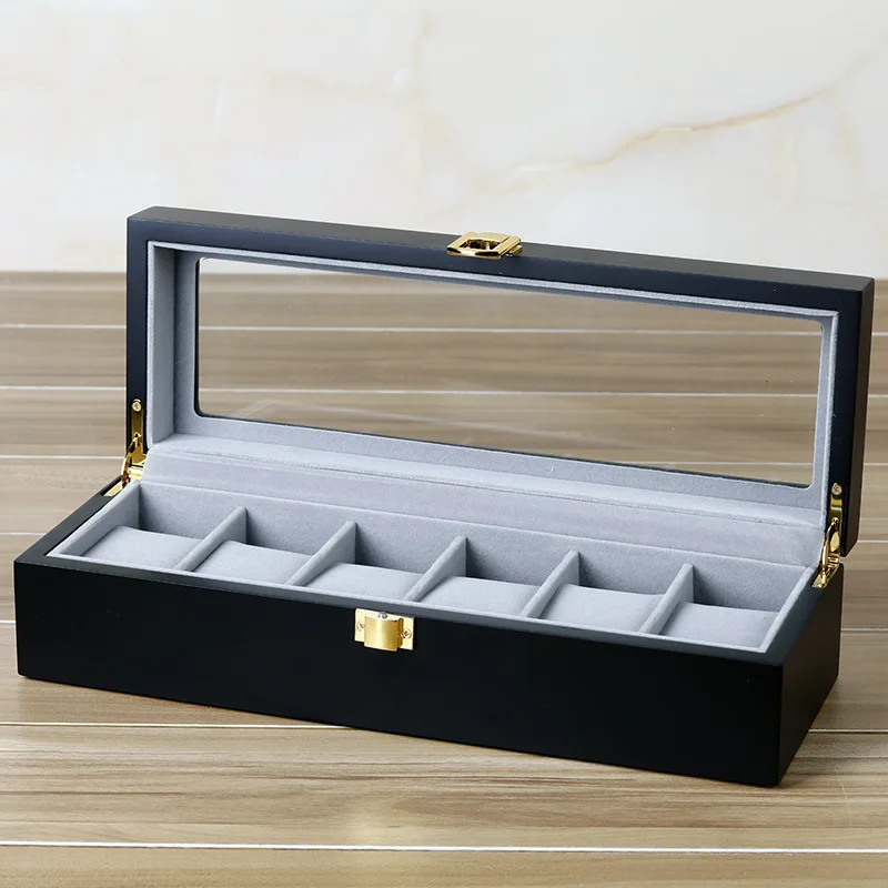 6 10 12 20 Slots Luxury wooden black Watch Storage Box Watch Display case black Wooden Watch Box