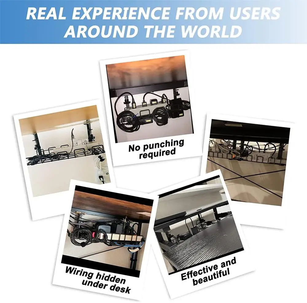 No Drill Under Desk Cable Management Tray ,Under Desk Cable Organizer . Desk Cable Tray for Office and Home