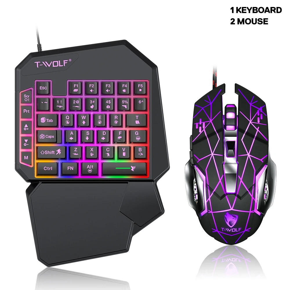 Magnetic Wholesale small colorful backlight one hand mobile mini keyboard and mouse for free fire gaming