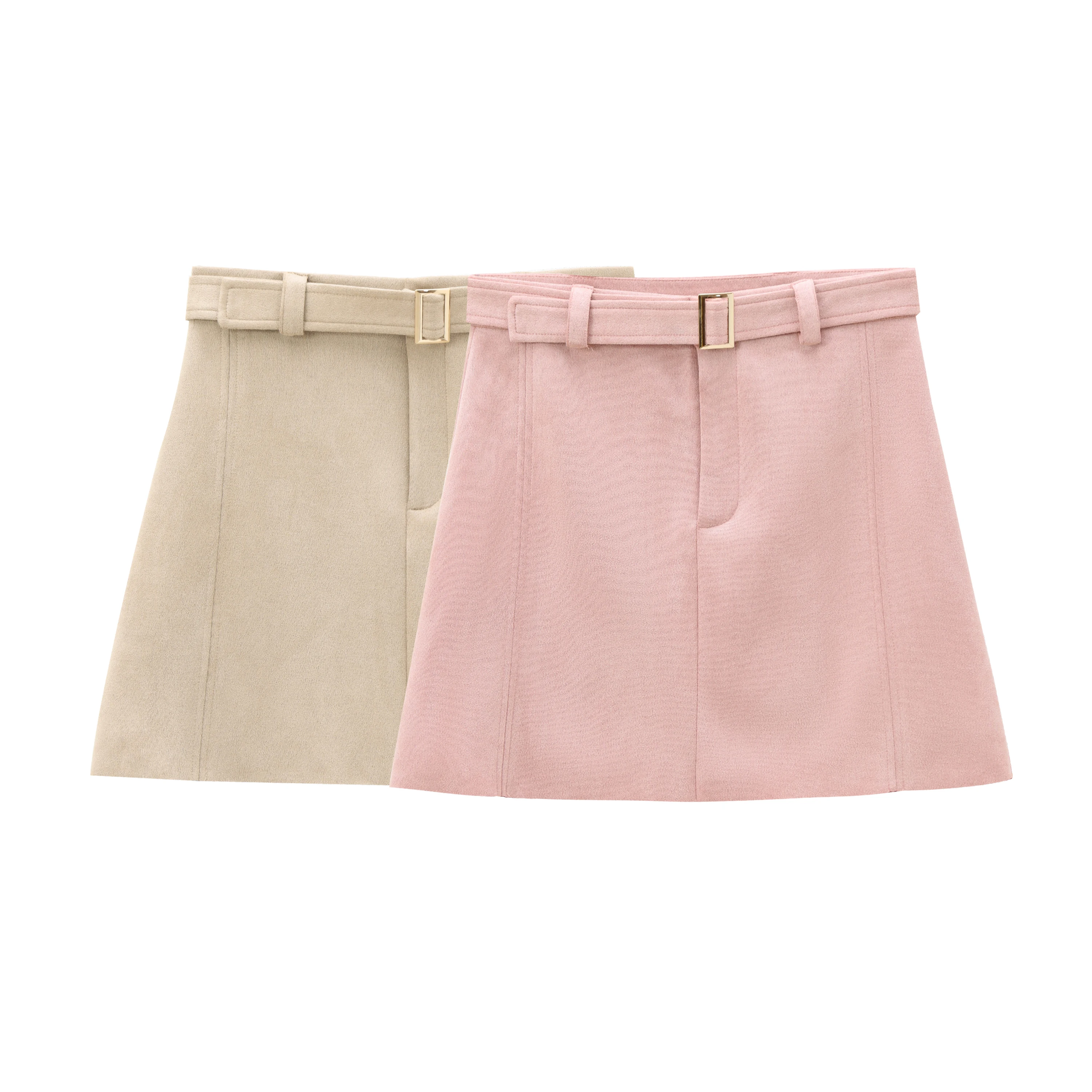 2 colorway solid color zipper fly sashes casual fashion mini skirt for women