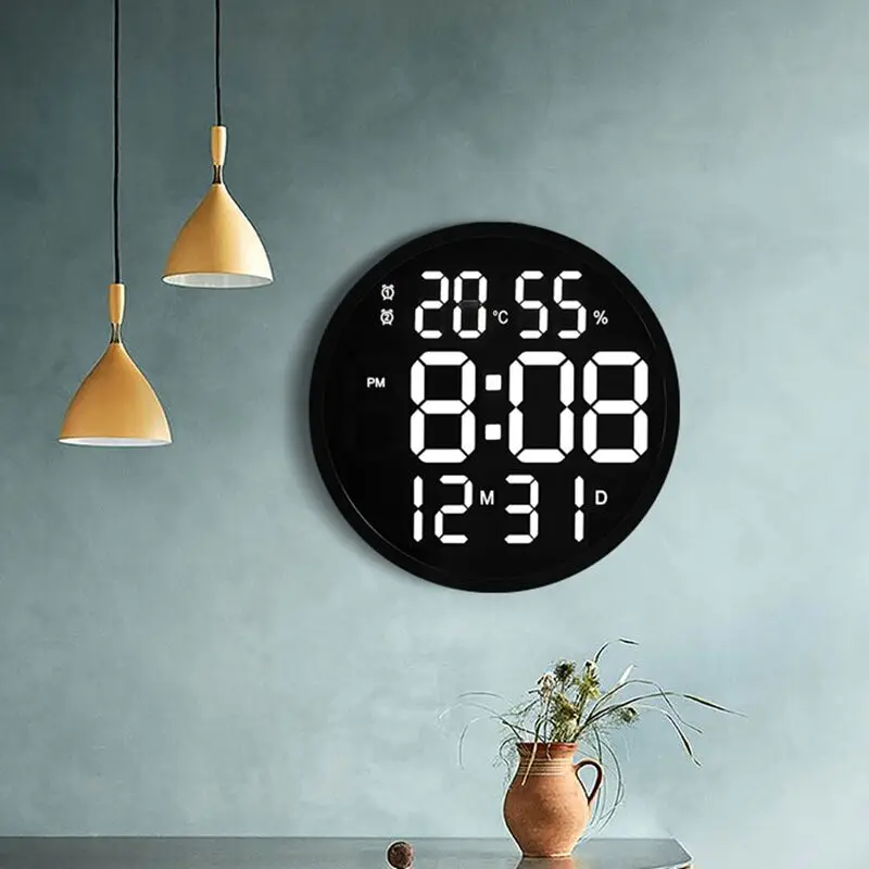 Modern Electronic LED Digital  Clock Wall Temperature & Humidity Creative Clocks Home Decor Clock Wall
