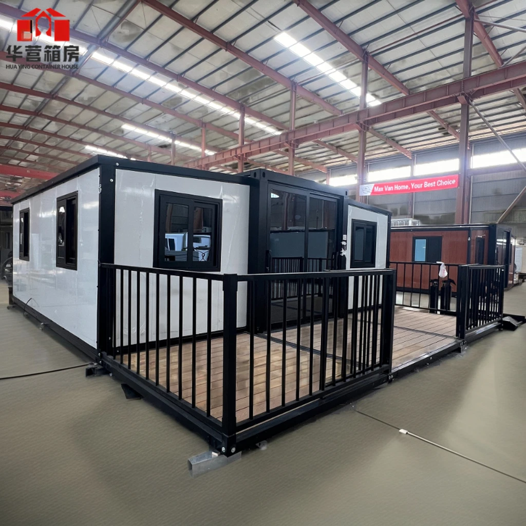 Double wing container house assemble house villa  20ft 40ft  prefabricated houses expandable mobile Folding  prefab home