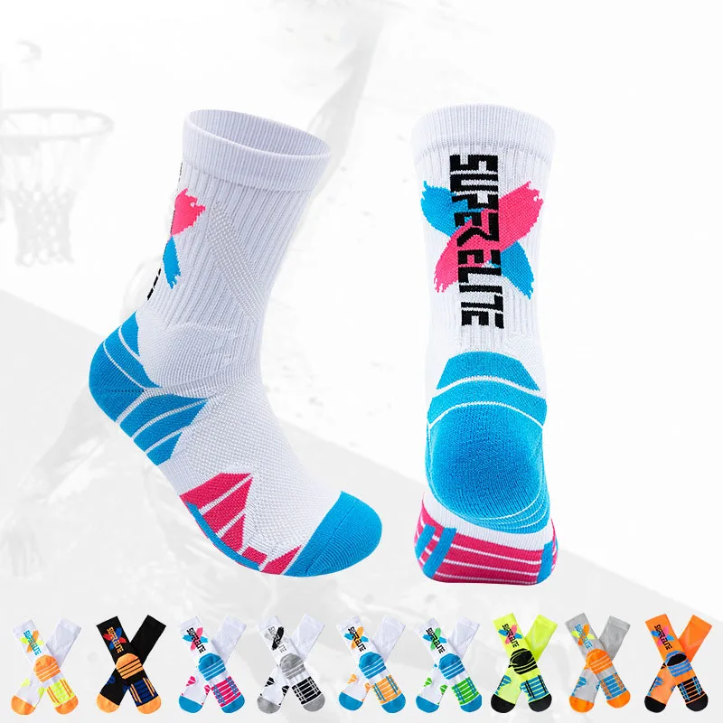 Outdoor Mens high tube professional basketball towel bottom sock thickened shock-absorbing elite crew gym sports socks