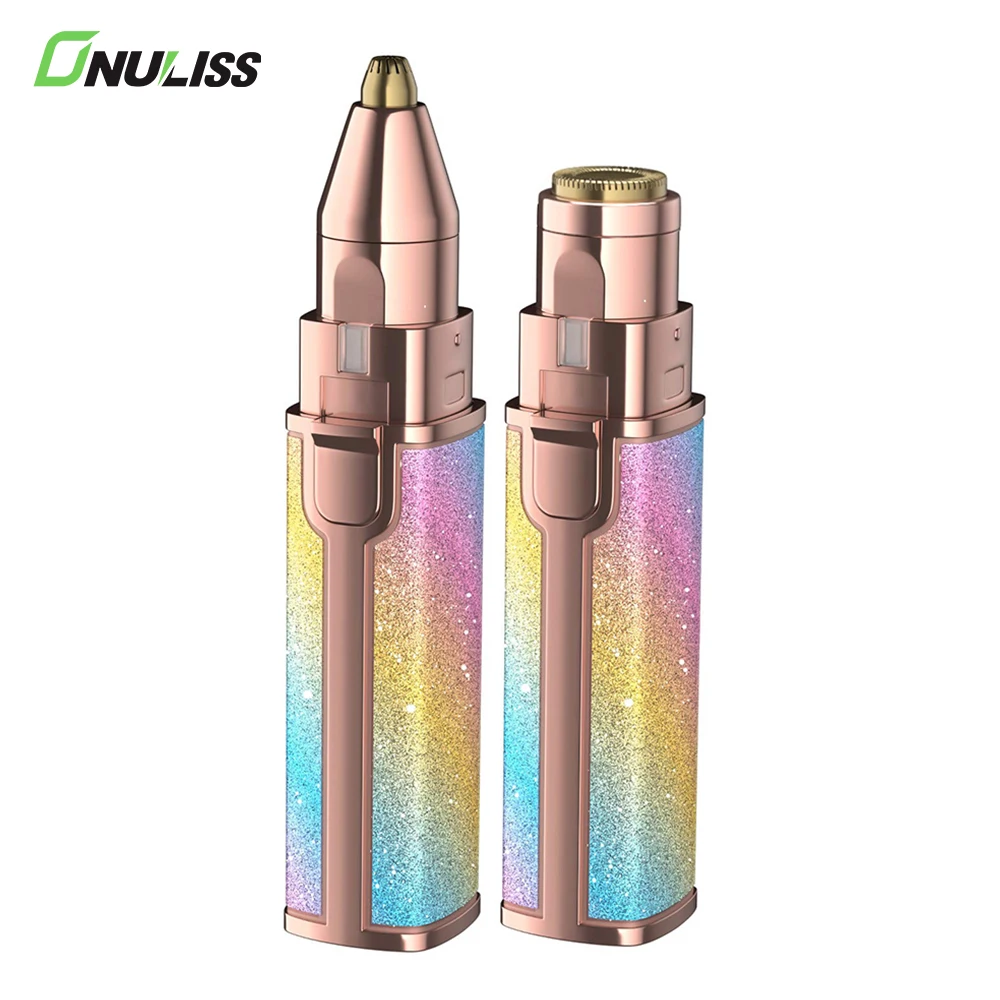 Dropshipping Mini Lipstick With Light USB charging Painless Face Trimmer Eye Brow Epilator Shaver Facial Hair Remover