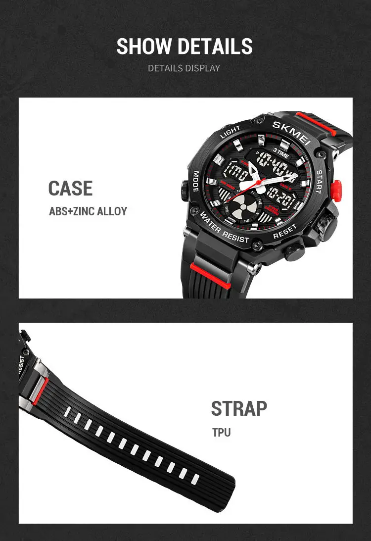 Skmei 2223 custom face  gents quartz watch stylish Silicone band double display Chronograph character business wrist watch