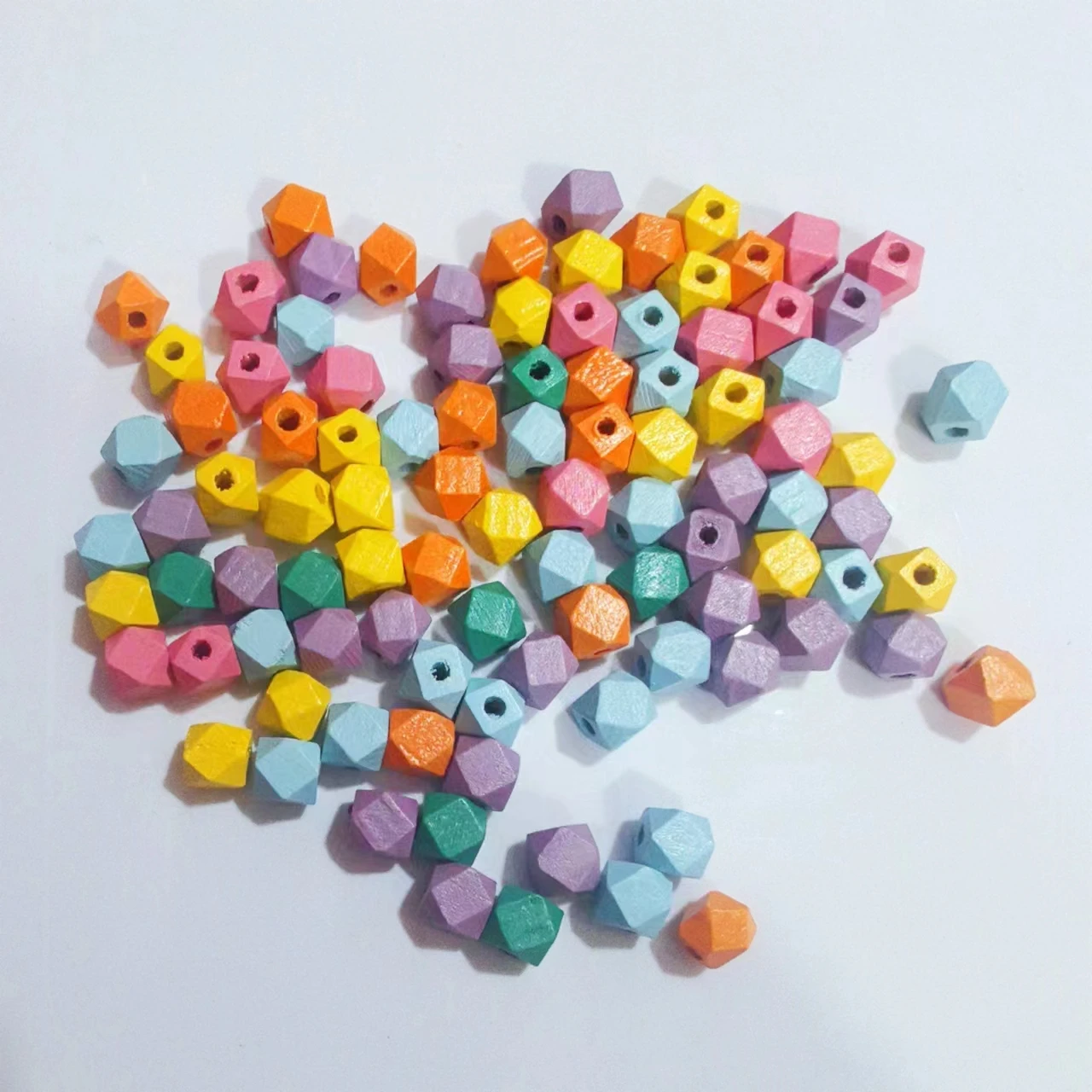 DIY accessories Loose beads wood beads octagonal wood color geometry 10mm jewelry accessories material