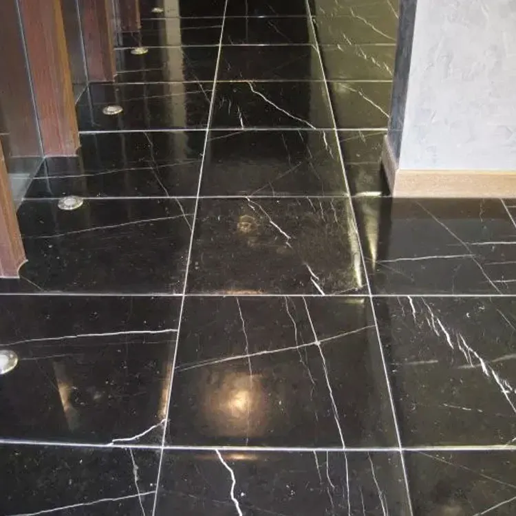 Китайская полированная nero marquina черно-белая мраморная напольная плитка