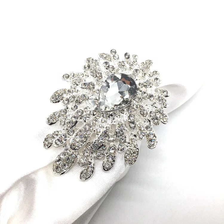 Custom Vintage Silver Jewelry Crystal Rhinestone Napkin Rings For Weddings