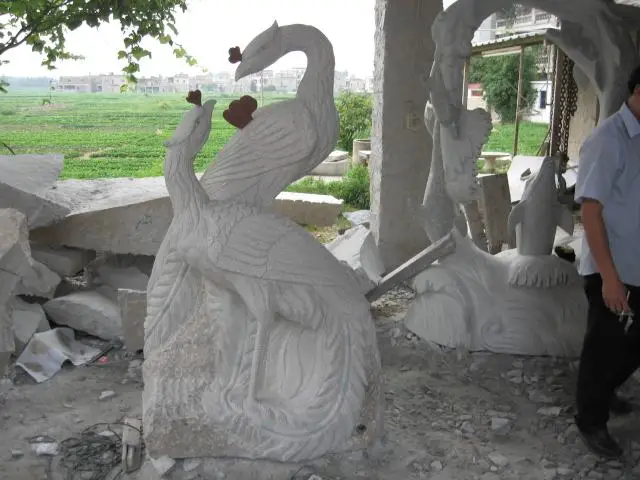 white natural hand carved marble peacock stone sculpture statue