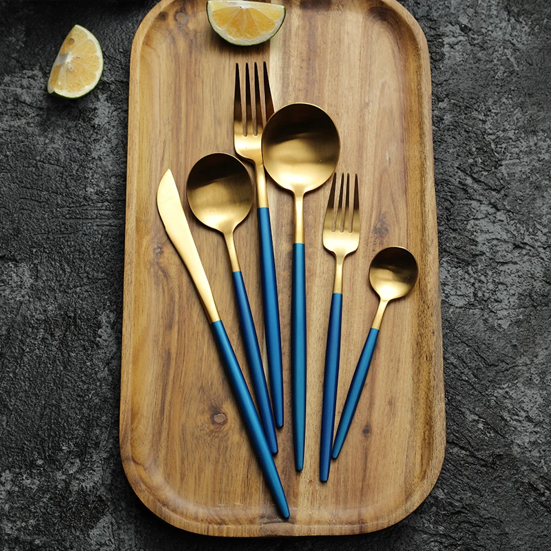 
Luxury Gold Plated Cutlery Set Stainless Steel Cutlery Sanding Polish Gold Flatware Set 