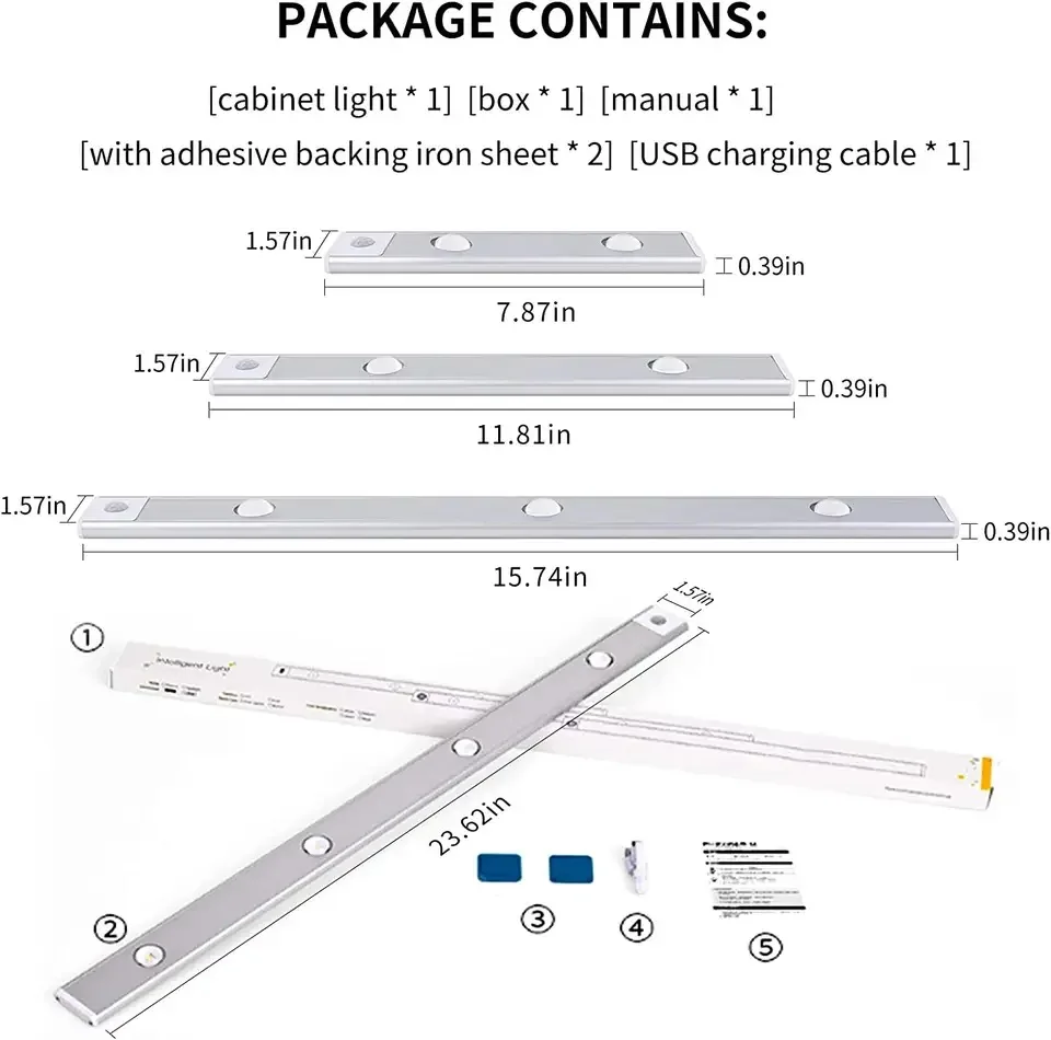 Motion sensor 20CM 40CM kitchen light bar magnet light LED cabinet light indoor