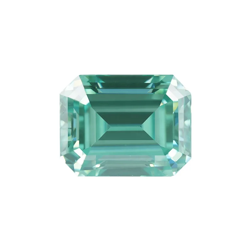 SICGEM Top Moissanite Manufacturer Green Emeral Shape Step Cut Moissanite Loose Gemstones for Jewelry Making GRA Certificate