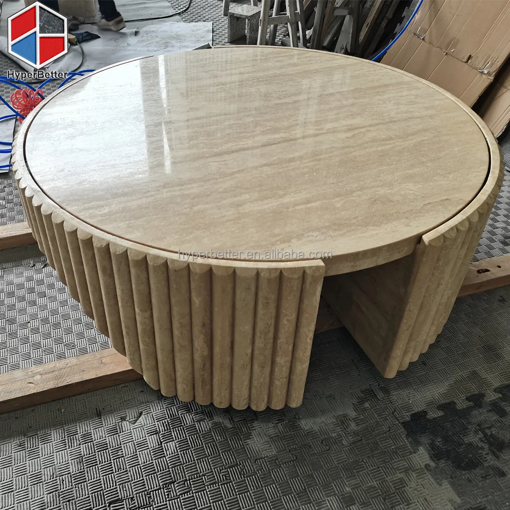 Random shape design travertino tea table