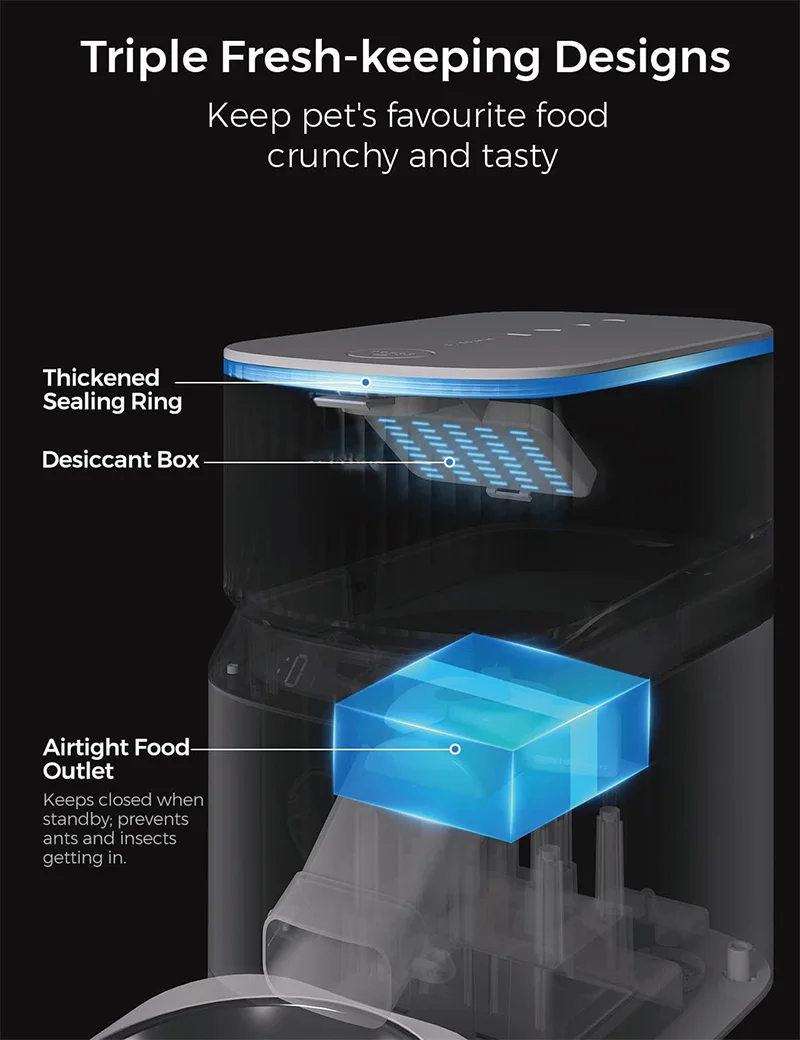 Automatic Cat Feeders for 2 Cats WiFi Cat Feeder Smart Pet Feeder for 2 Dogs