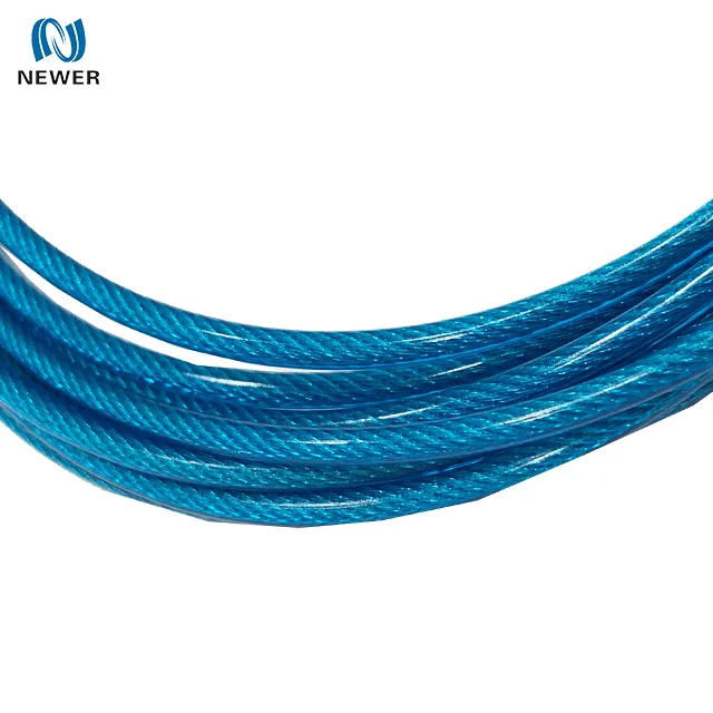 
High quality athletic self lock heavy weighted steel cable private label adjustable fitness wire rope long handle pvc jump rope 