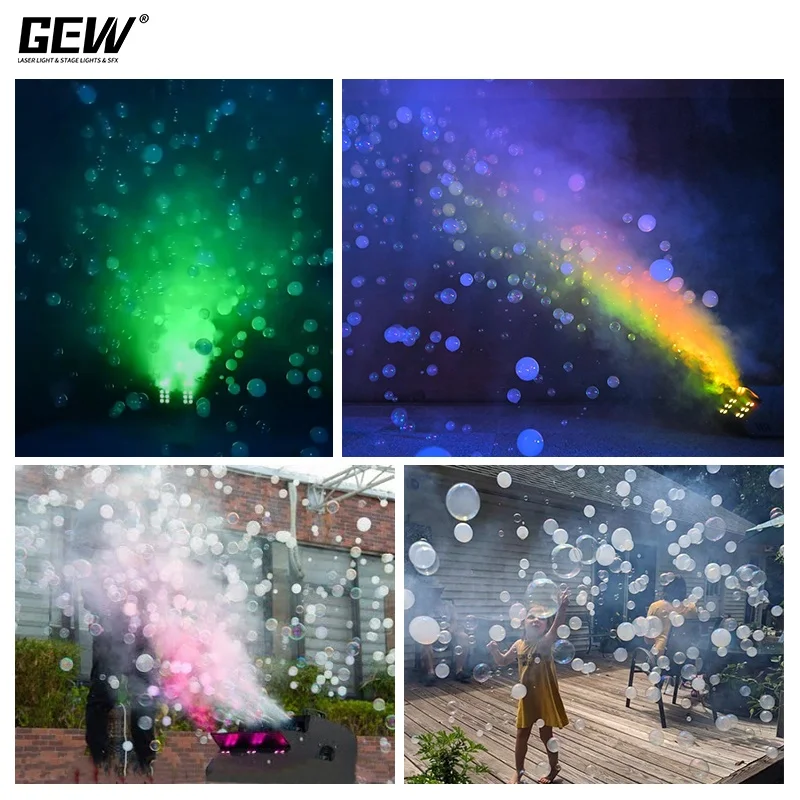 GEVV Hot Selling Stage Effects DMX 512 LED RGB Double Head Smoke Bubble Machine For Party Wedding Stage Show