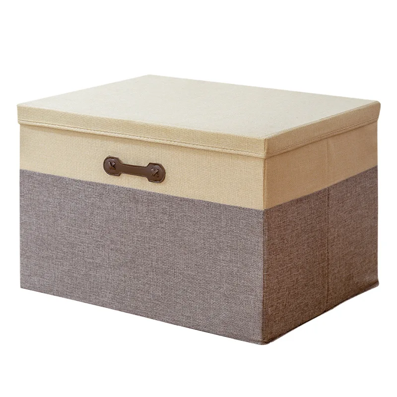 Wholesale cotton and linen household clothes storage box toy storage box clothes storage basket foldable organizing box with lid
