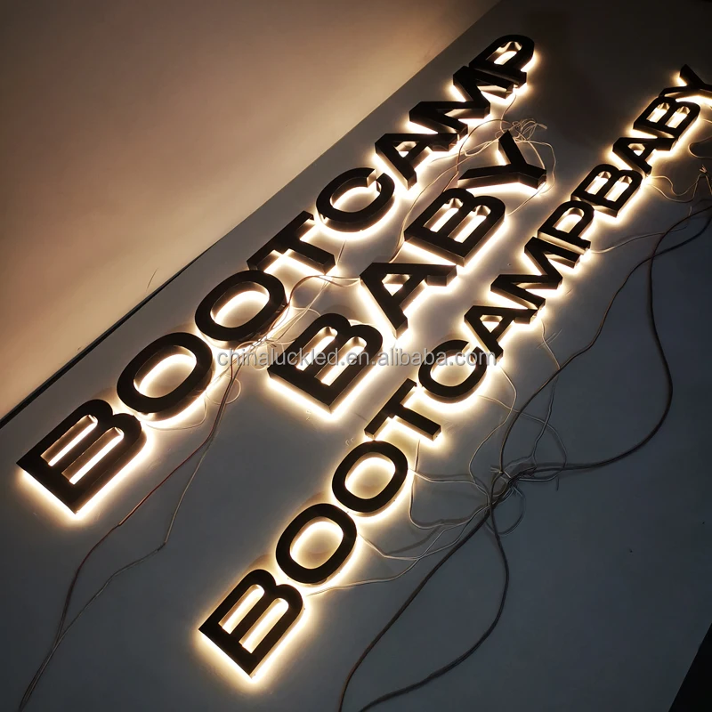 Custom Led Letter 3d Painted Black Backlit Logo Sign Led Lighted Letters Halo Lit Shop Front Signage