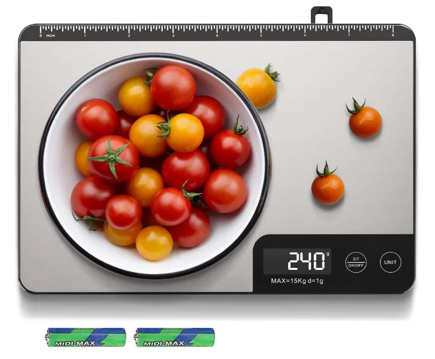  Кухонные весы 33lb с измерением длины (8 дюймов) пищевые цифровые Вес грамм и унций термоусадочным крюком 6 единиц функция