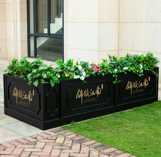 Outdoor Large Planter Box Rectangle Metal Planters Hotel Garden