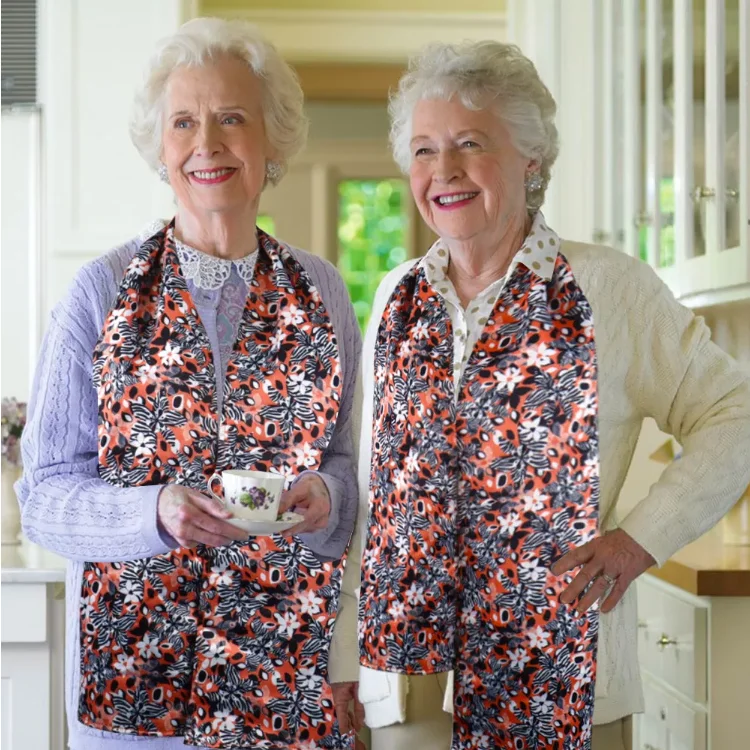 Reversible Adult Bib Scarf Floral Adult Bibs Women Washable and Reusable Clothing Protectors For elder