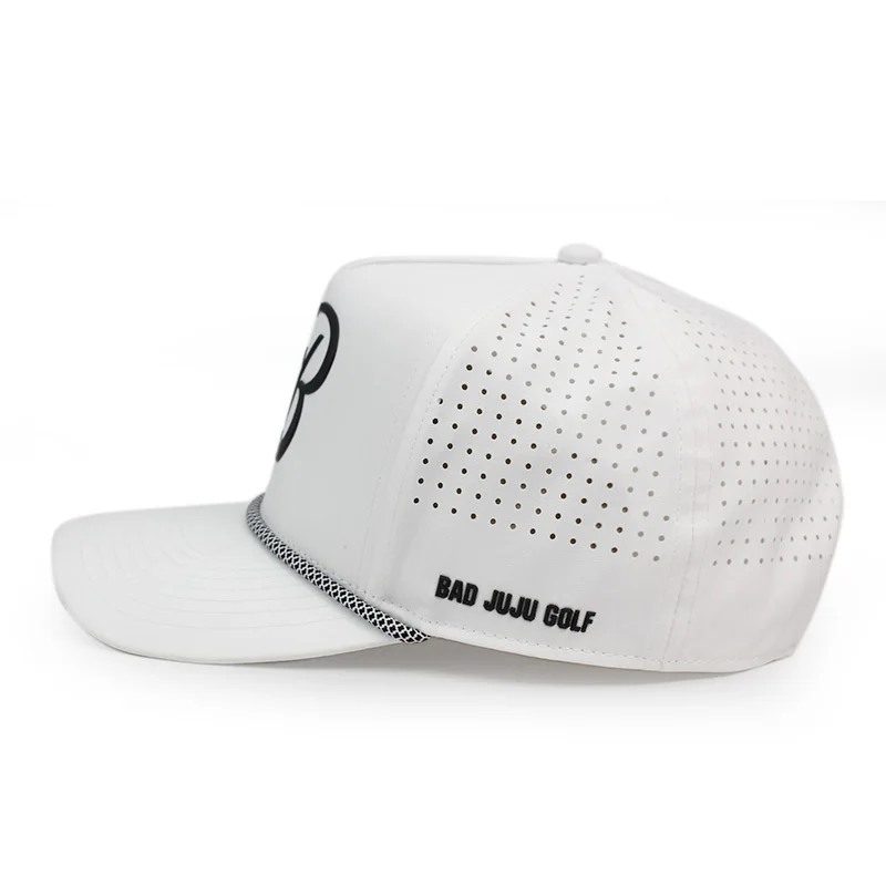 Headwear waterproof caps perforated laser cutting hole drilled baseball tennis cap snapback golf hat with pvc rubber patch