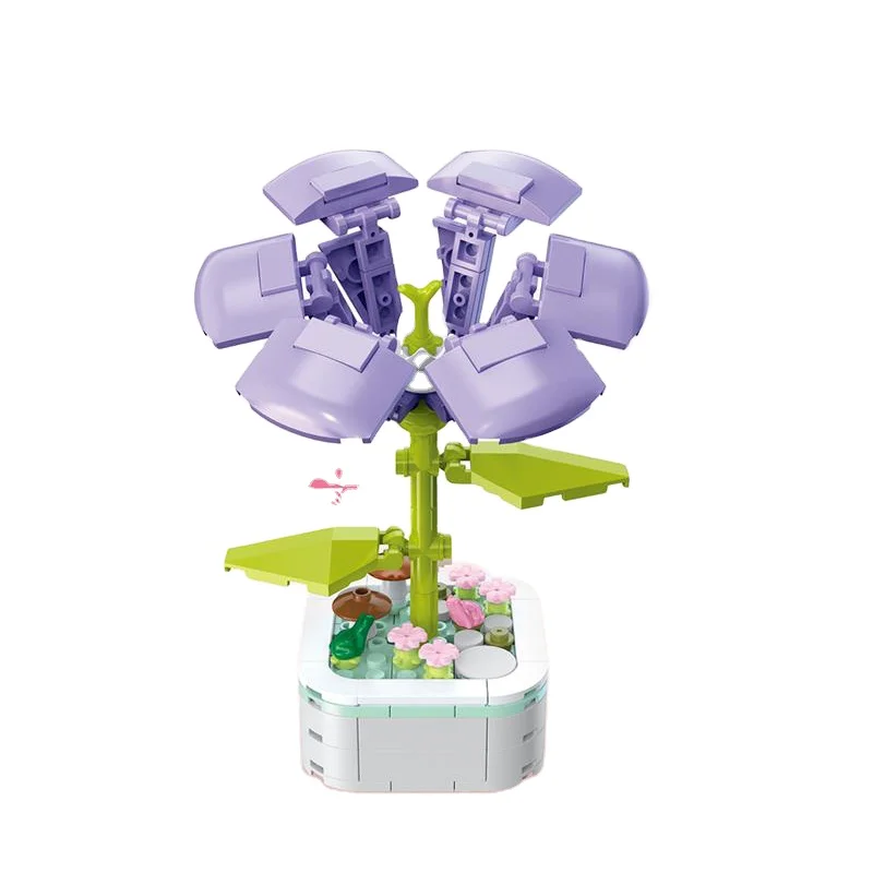 Children Creative Plastic Building block flower simulation flower pot culture toy for kids