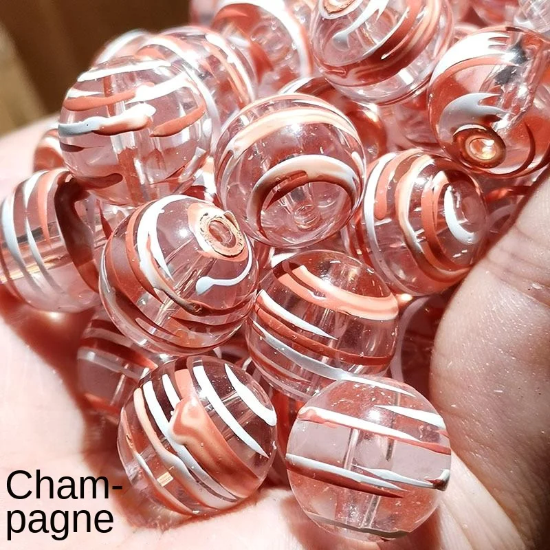 Ice Through Wire Thread Stripe Beads zebra DIY Handmade Homemade Mobile Phone Chain Simple 16mm