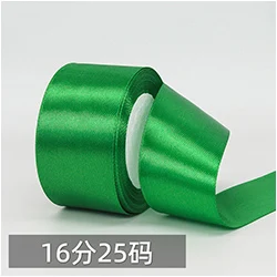 Hot Selling  Stocked Ribbons  Green Color Single Face Satin Ribbon Different Sizes Gift Ribbons For Decoration