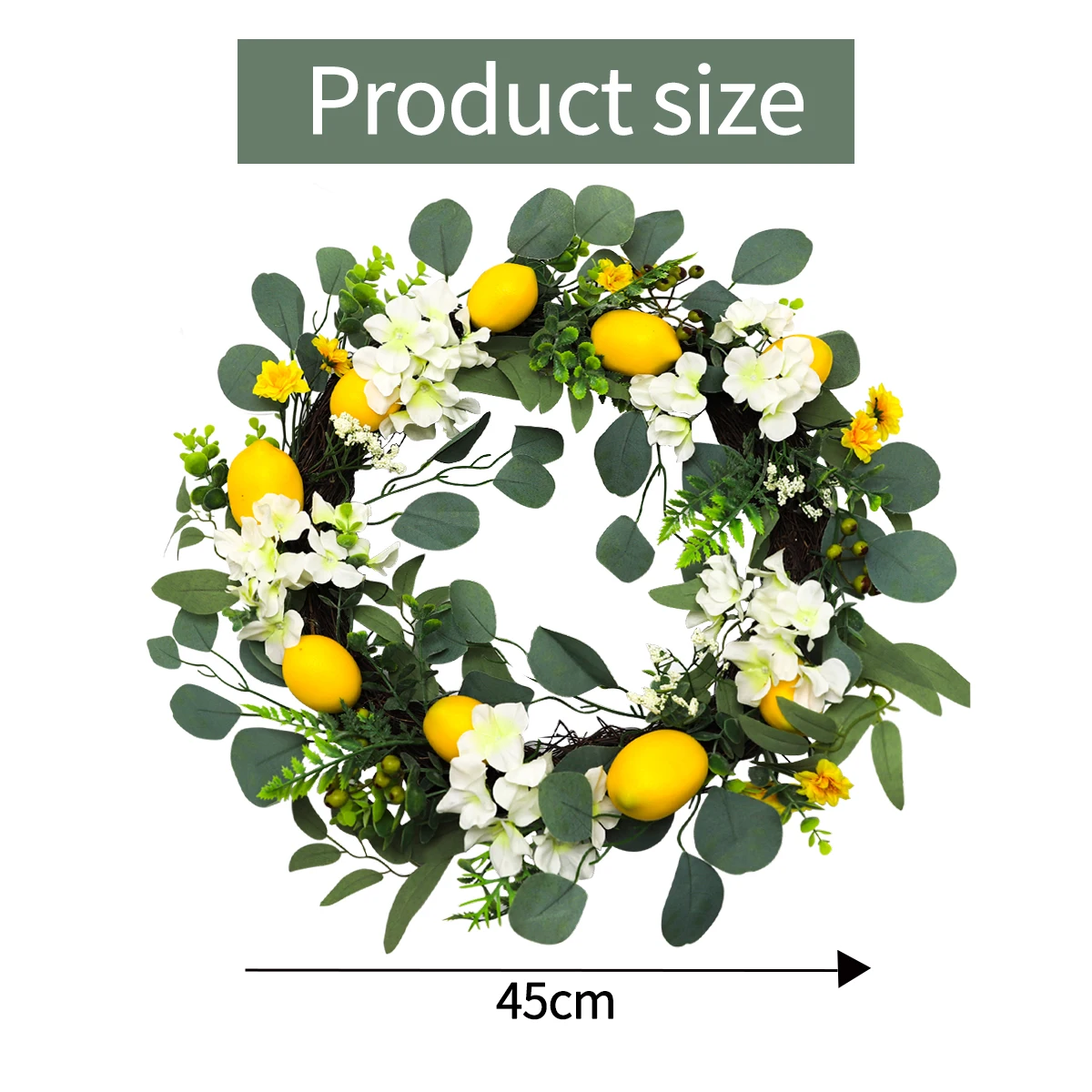 New Popular Spring and Summer Wreath Door Hanging Home Decorative Rattan and PVC Plastic Hydrangea Money Leaf Wreath