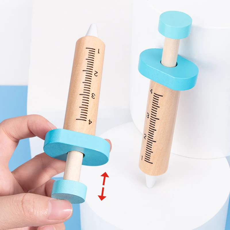 5 sets Doctor Stethoscope Play House Toy Dentist Toy Wooden Mini Simulation Stethoscope Injection Game Role Play Toys For kids