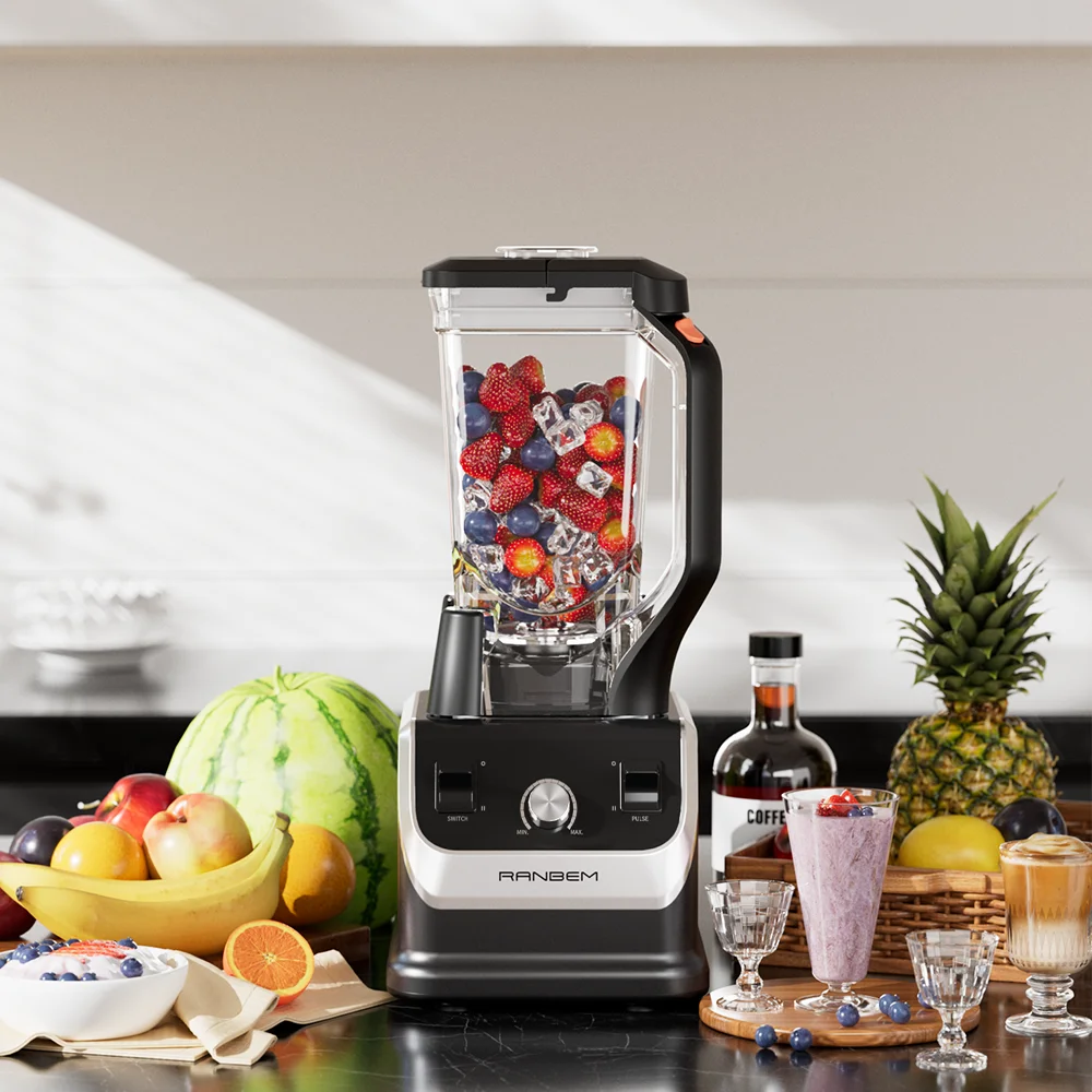 RANBEM Button Control Variable Speed High Power Blender with Innovative Blade Design for Ice Crush Smoothie Milkshake Nut Milk