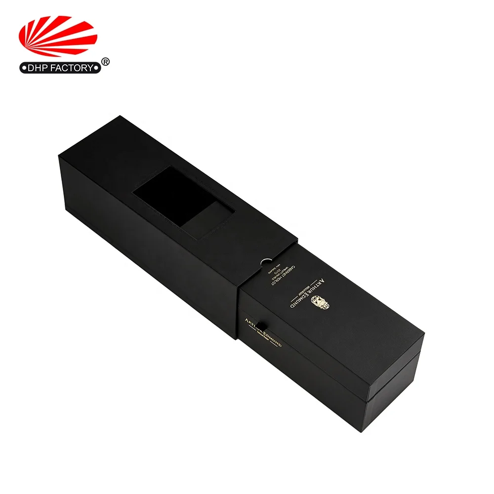 Customized Luxury Black Matt Lamination Rigid Cardboard Liquor Set Packaging Gift Boxes Champagne Whisky Red Wine Bottles