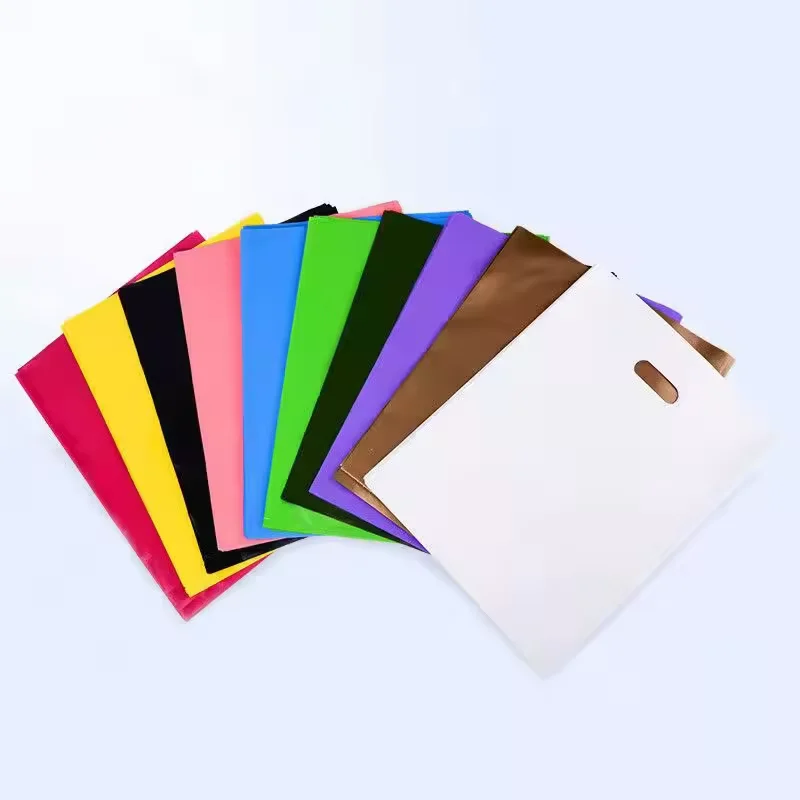 Wholesale die cut handle carrier gift bag T Shirt Supermarket Shopping Plastic Bag Clothing Packaging bag in stock