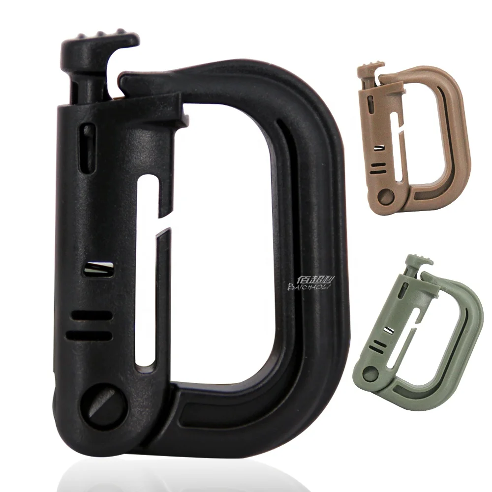 OEM/ODM 6#D shaped plastic steel 55mm snap Tactical Quick link spring camping hiking bag clip full black key chain carabiner
