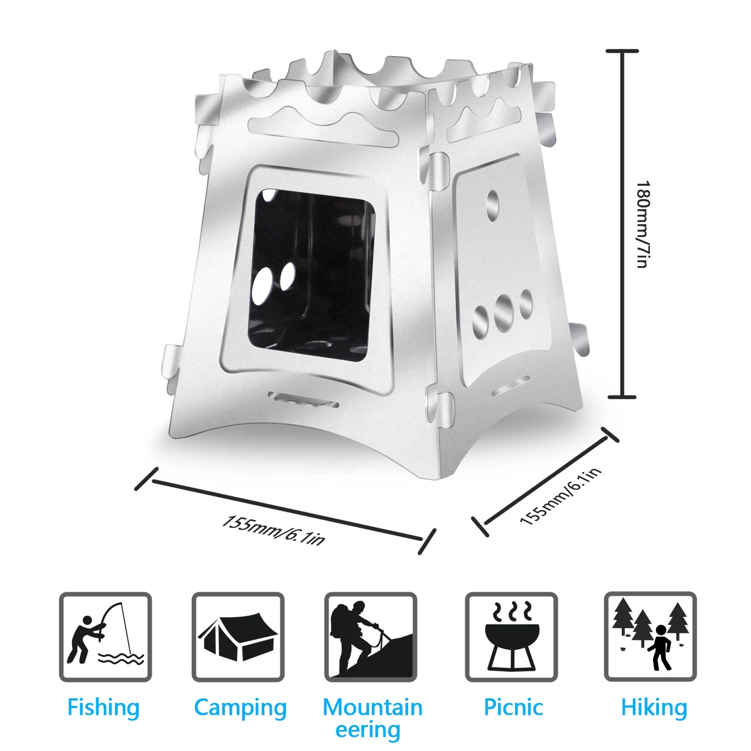 Outdoor Mini Stove Survival Tactical Camping Stove Portable Stainless Steel Folding Camping Stove