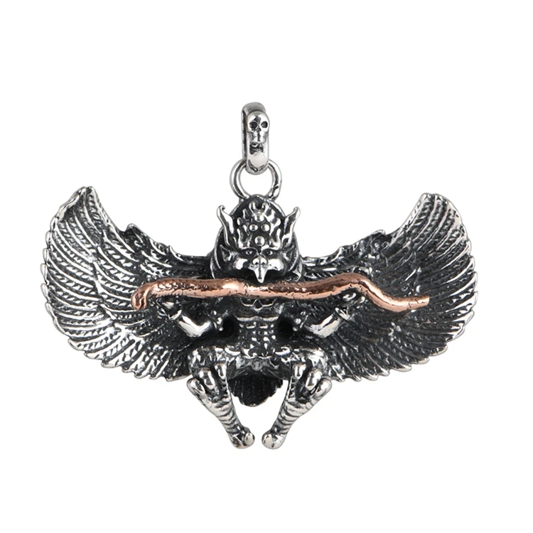 New design authentic S925 sterling silver jewelry minimalist hip-hop roc bird snake pendant for men thai silver pendant