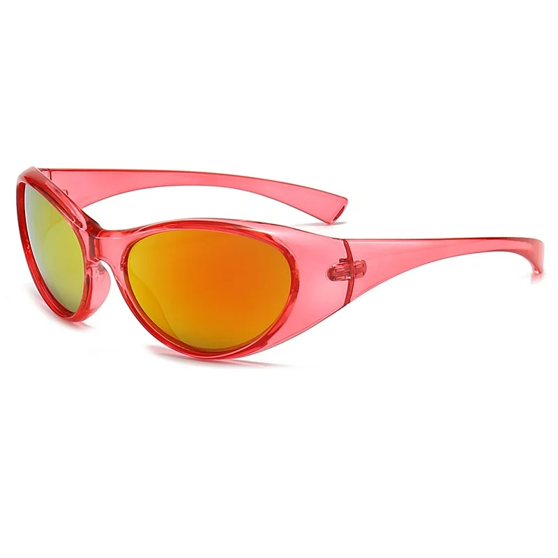 Y2K Wrap Around Fashion Sunglasses Logo Custom Green Oval Shades Sports Sun Glasses Aesthetic Eyewear for Women Men