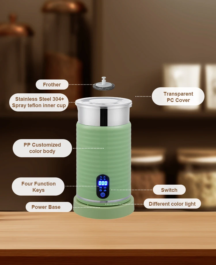 Automatic Kitchen Latte Cappuccino Hot Chocolate Hot and Cold Foam Milk Steamer Detachable Electric Milk Frother