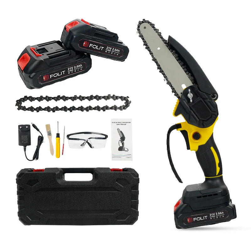 New arrival electric 2000mAh battery powered household DIY power tools 6-inch chainsaw cordless with accessories