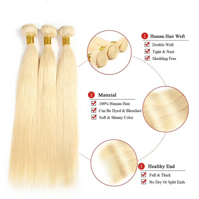 Raw Russian 613 Virgin Hair Weave Bundles Vendor Brazilian 100% Raw Unprocessed Human Hair 613 Blonde Hair Bundles