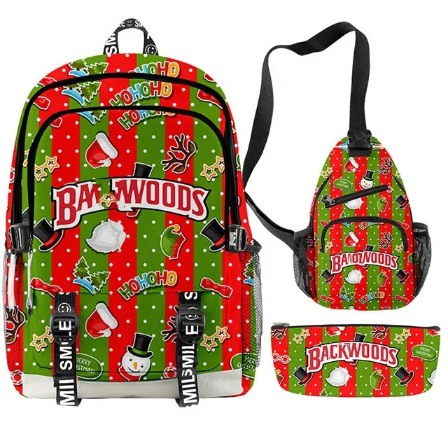 Christmas Presents In Stock 3D Digital Printing Back Pack Laptop Travel Book School Backpack Bag 3Pcs Set