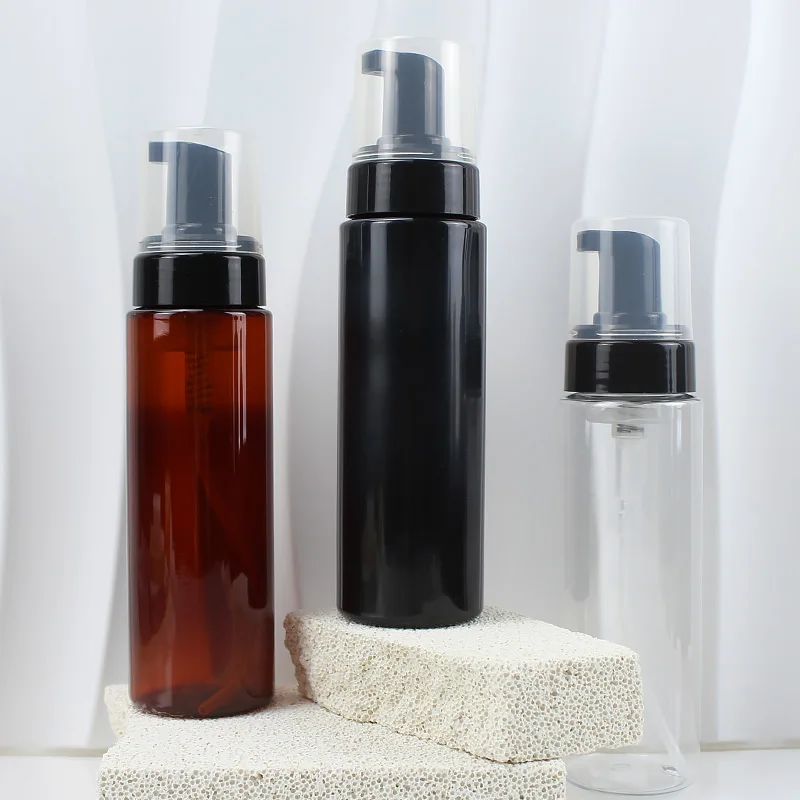 250ml Plastic PET Liquid Soap Bottles Packaging White Black Amber Foam Pump Bottle Soap