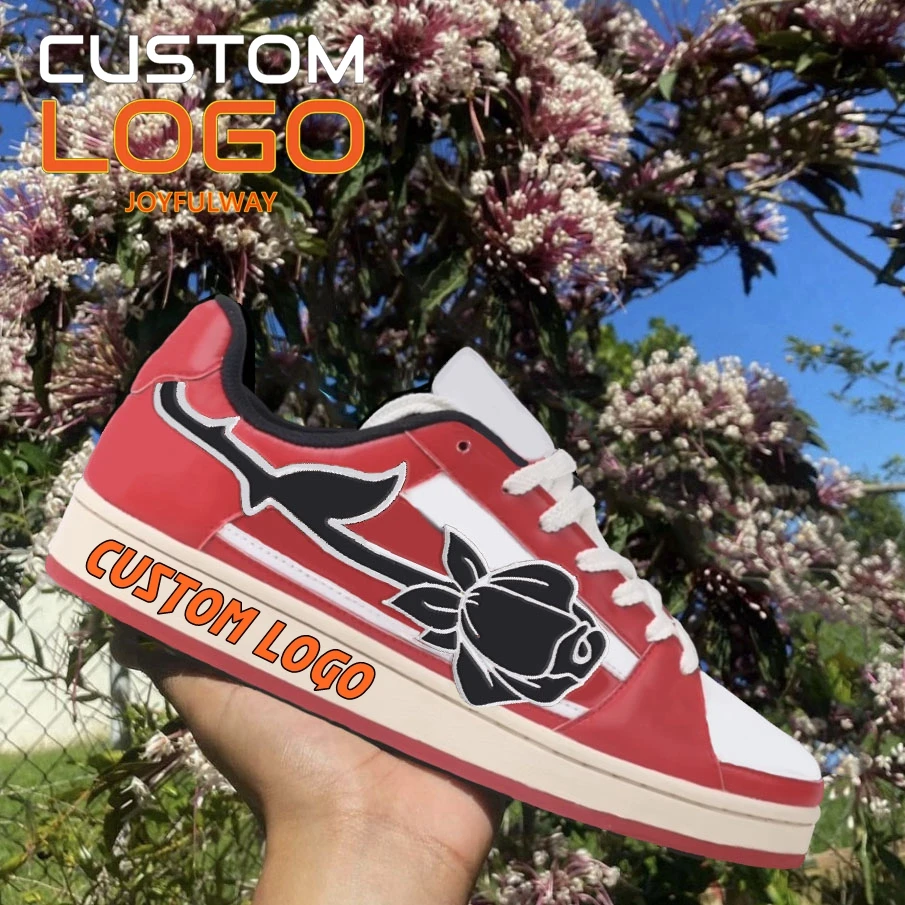custom your own design sneakers manufacturer factory designer custom sneakers customized logo walking style shoes red rose