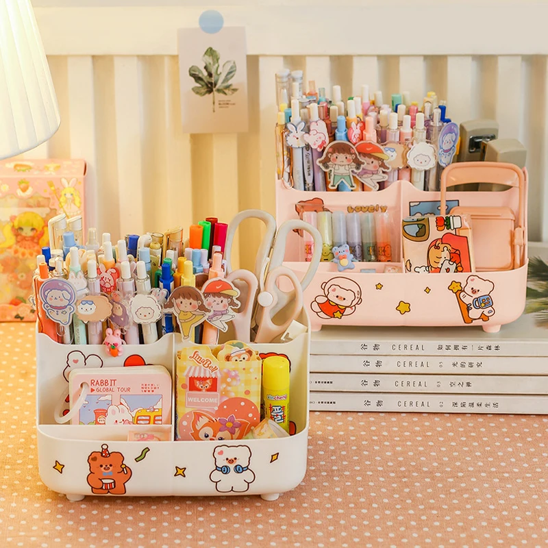 en Pencil Pot Holder Brush Storage Container Desk Organizer Multifunction washi tape Stationery Office Supplies