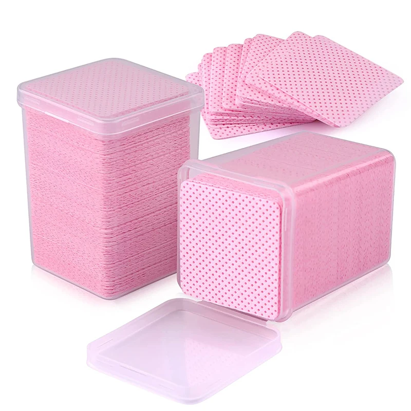 Private Label Plastic Box Lint Free Nail Cotton Wipes Custom Nail Polish Remove Wipes 200pcs