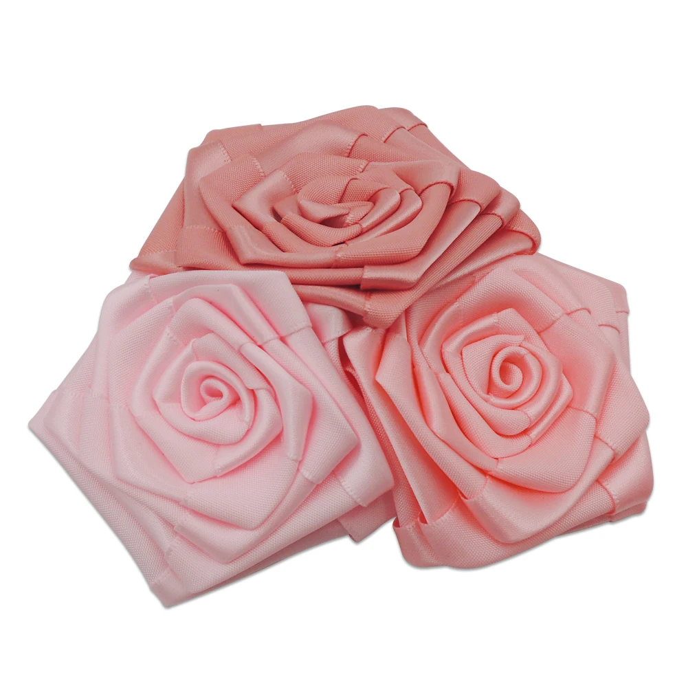 Satin  Ribbon  Flower Handmade Silk Satin  Flower Accessories Roses Flower Decoration Garment Accessories For Clothing