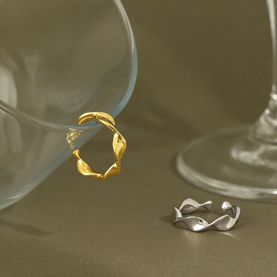 minimalist jewelry wholesale 925 sterling silver 18k gold vermeil twist women open rings