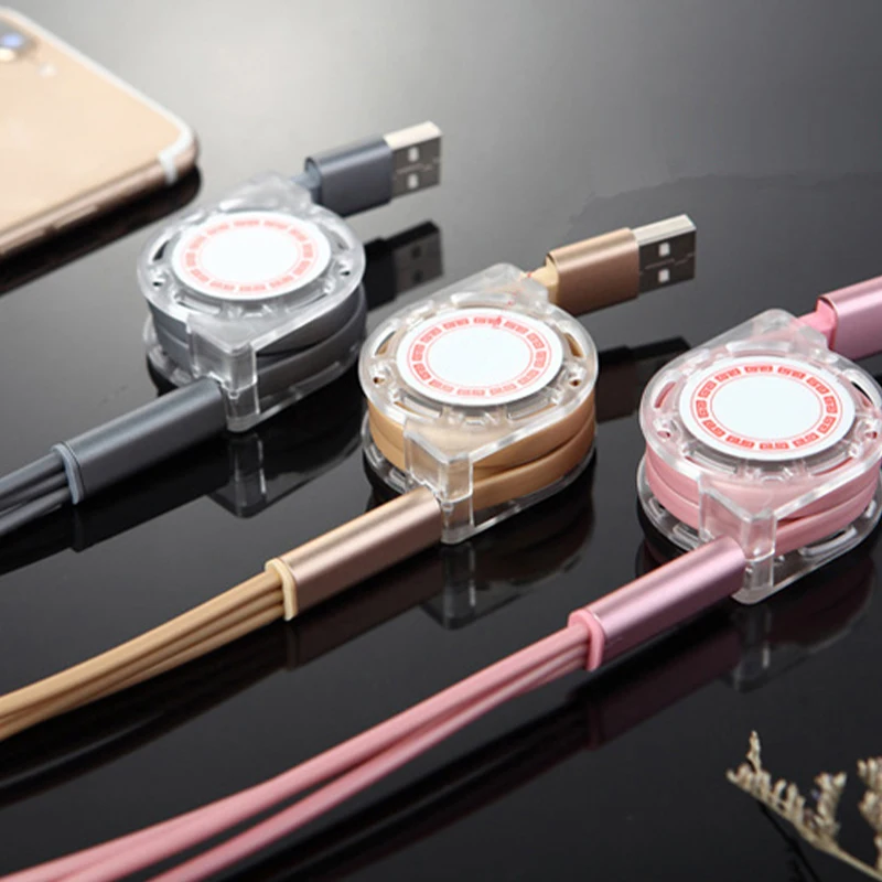 multifunction Fast Charge cable short micro charger data mobile phone retractable 3 in 1 usb cable